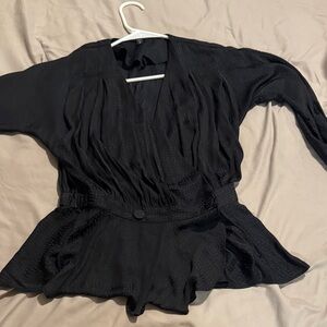 Chic Black Women's Wrap Blouse